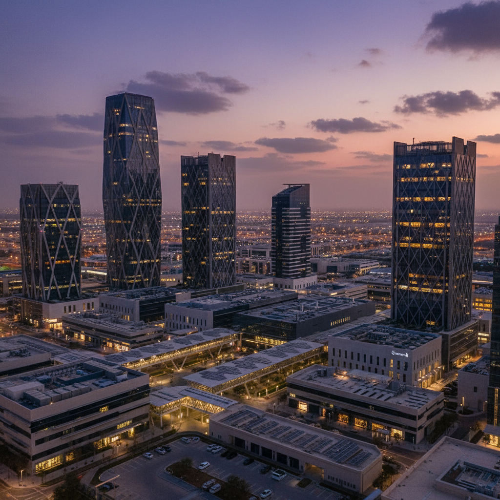 Abu Dhabi free zone setup 2026 - Masdar City and Abu Dhabi business districts aerial view