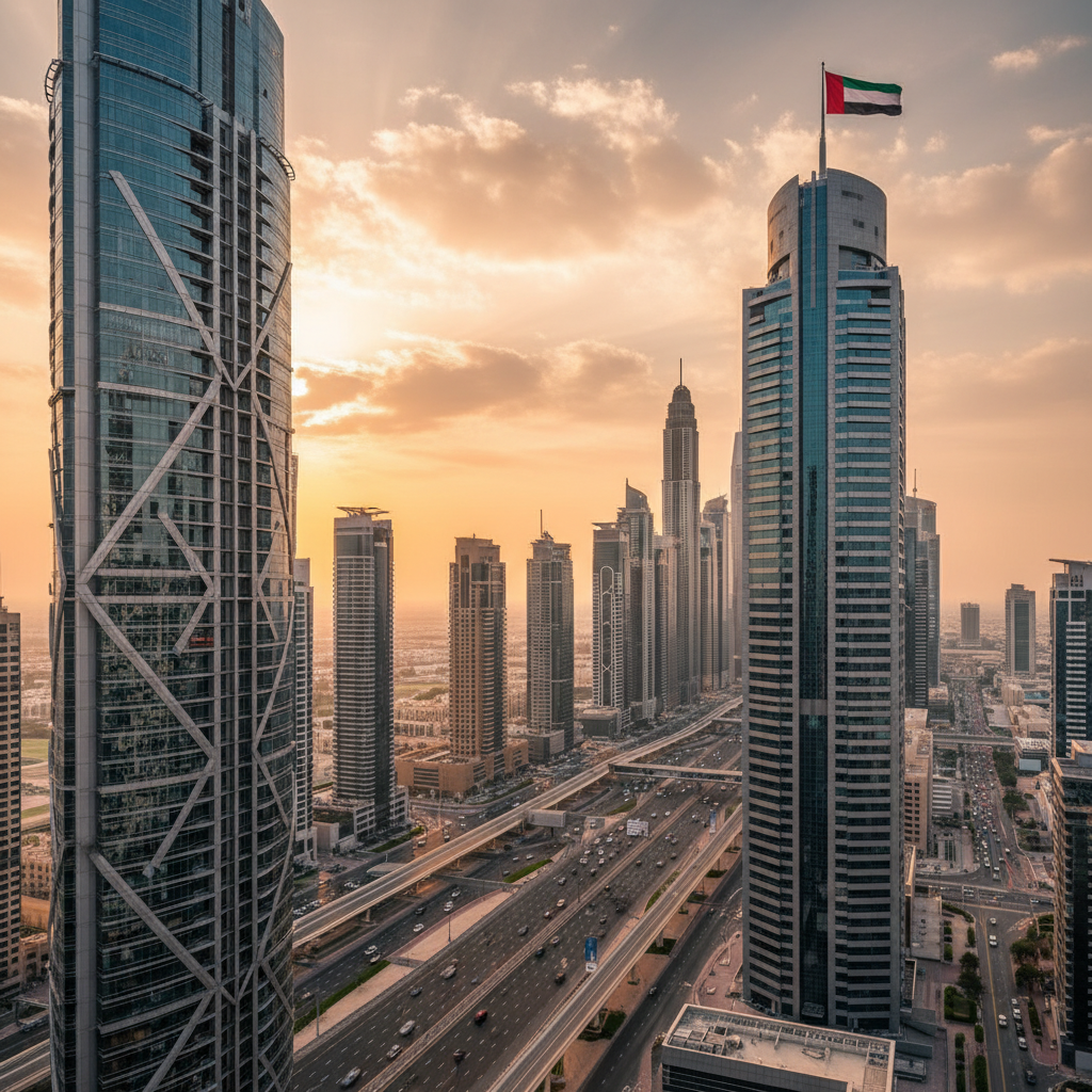 Business setup in Dubai 2026 — Dubai skyline Sheikh Zayed Road business district