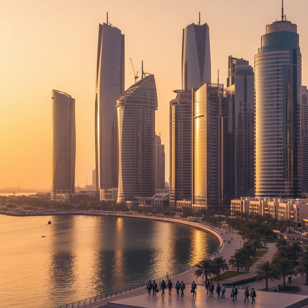 Company setup in Abu Dhabi 2026 — Corniche skyline and financial district