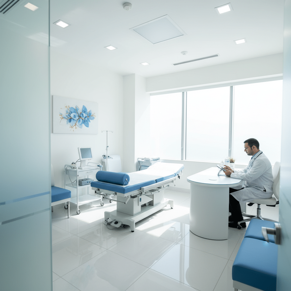 medical clinic license Dubai 2026 — modern examination room interior