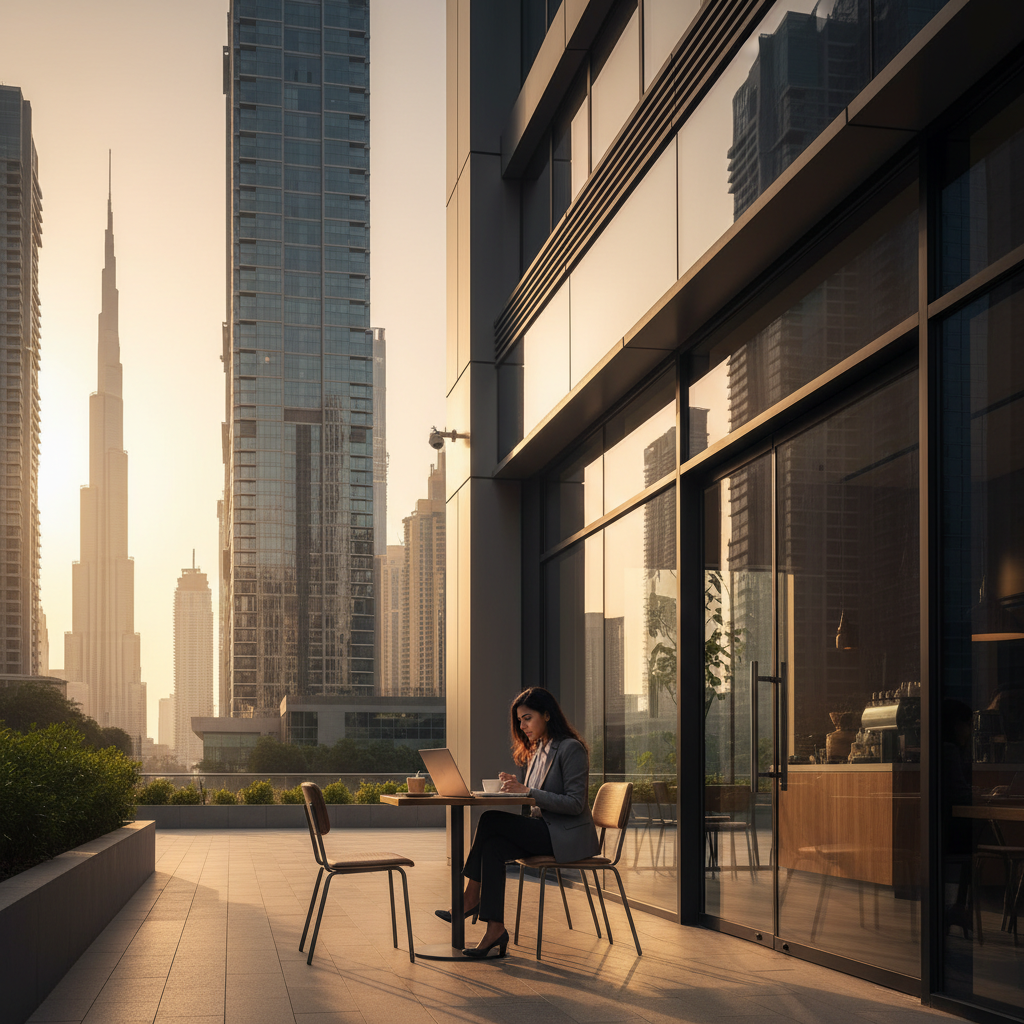Small business license cost Dubai 2026 - entrepreneur working in Dubai business district