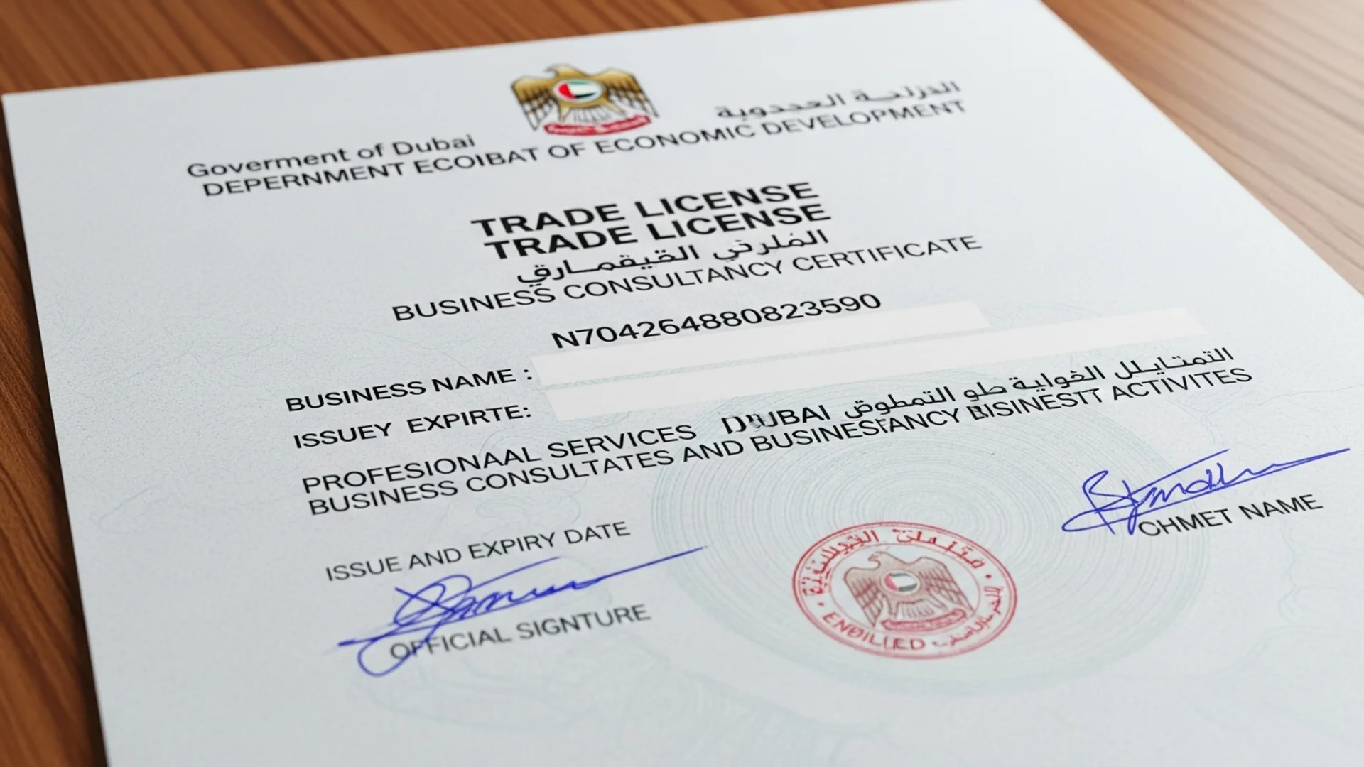 consultancy license Dubai 2026 — official document, Noble Core Ventures
