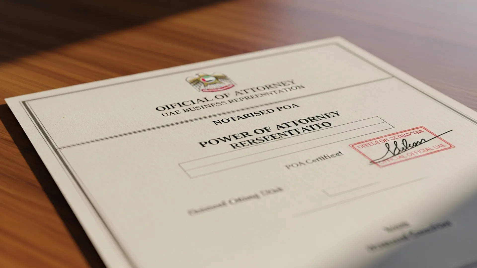 Power of Attorney UAE 2026 — official document, Noble Core Ventures