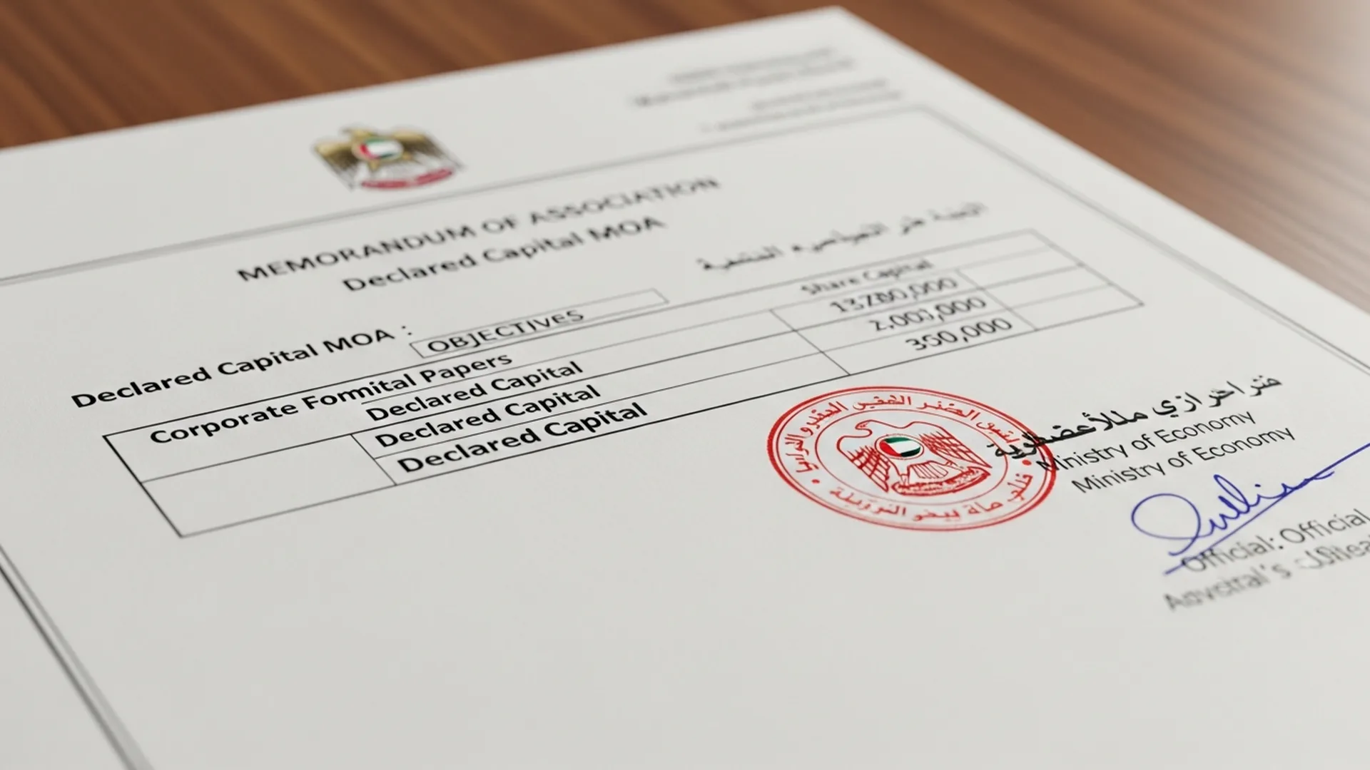 share capital UAE 2026 — official document, Noble Core Ventures