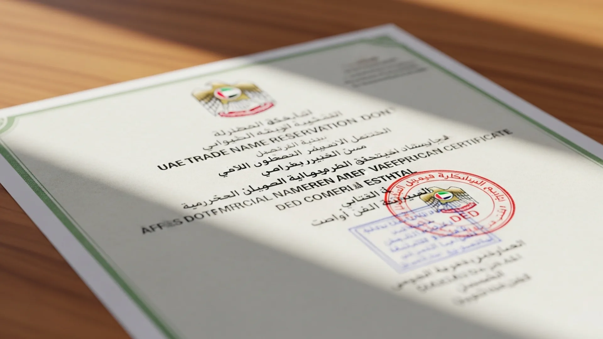 trade name reservation Dubai 2026 — official document, Noble Core Ventures